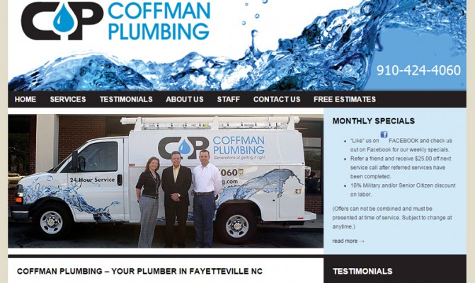 Coffman Plumbing Portfolio Biz Tools One Web Design The Site Is Listed Under