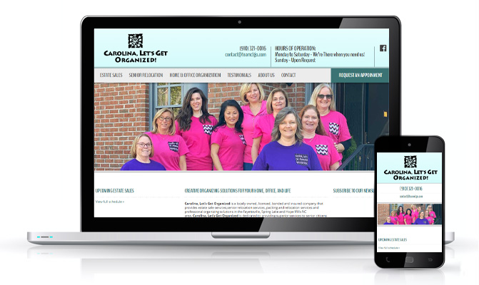 Carolina Let's Get Organized Website By Minuteman Web Design