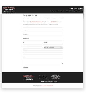 Custom Website Form for Strickland Food Service by Minuteman Press Website Design