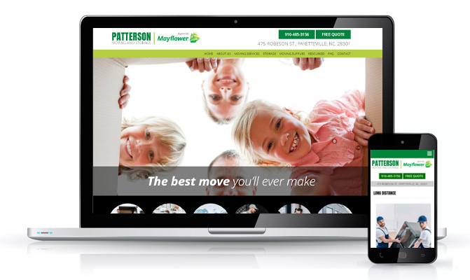 Patterson Moving and Storage Service Responsive Website Design my Minuteman Press of Fayetteville, NC