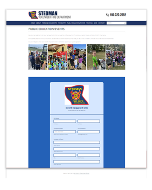 Stedman Volunteer Fire Department  Website Design by Minuteman Press of Fayetteville, NC with Contact Form Integration