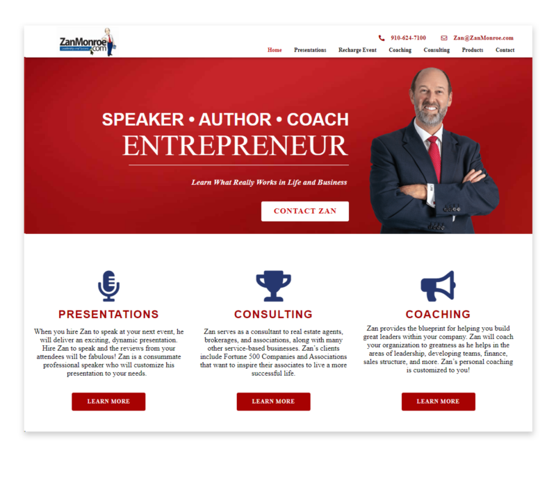 Zan Monroe Website by Minuteman Press Web Design