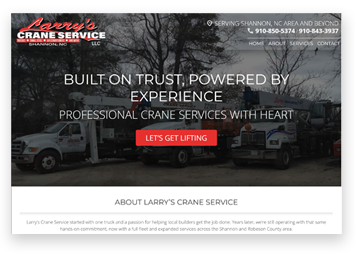 Custom WordPress Website by Minuteman Press Web Design for Larry's Crane Service
