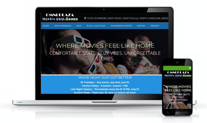 Omni Cinemas Fayetteville, NC Web by Minuteman Web Design.